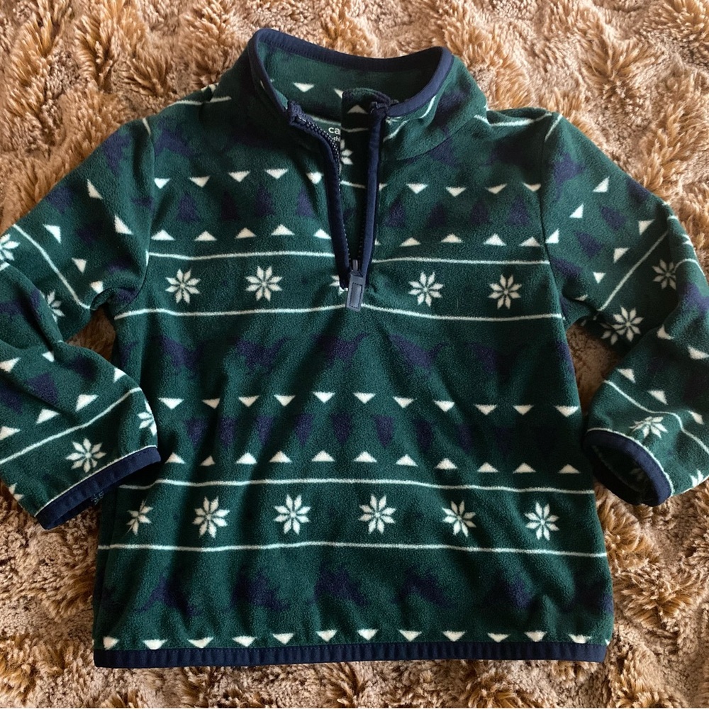 Green Patterned Fleece Pullover